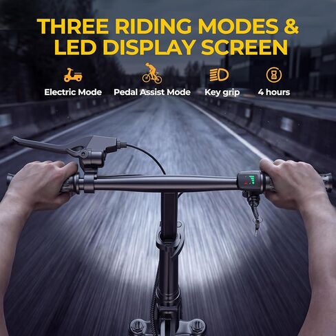 WERHY Electric Bike for Adults, 500W Motor, 20 MPH Max Speed Folding Ebike, 14" Electric Bicycles, Max 20/30 Miles Range (Pedal Assist Mode), Mini E Bikes in Kuwait