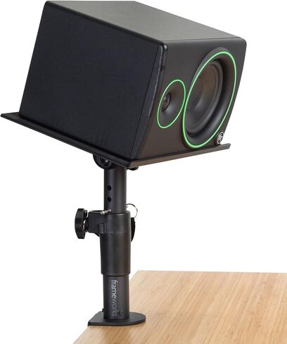 Gator Frameworks Desktop Clamp-On Studio Monitor Stand with Adjustable Height - Bundle with 10ft Instrument Cable and Austin Bazaar Polishing Cloth in Kuwait