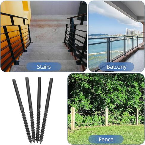 VILLCASE Stainless Steel Wire Rope Stair Hardware Terminal Set, 4pcs Cable Railing End Fittings with Anti-Twisting Screws for Deck and Handrail Installation in Kuwait