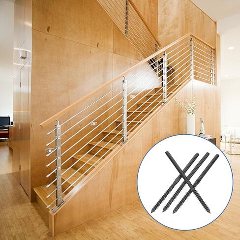 TEHAUX 4 Sets Stainless Steel Wire Rope Terminals Cable Crimps Threaded Railing End Fittings for Stair and Deck Railing Hardware Replacement Kit in Kuwait