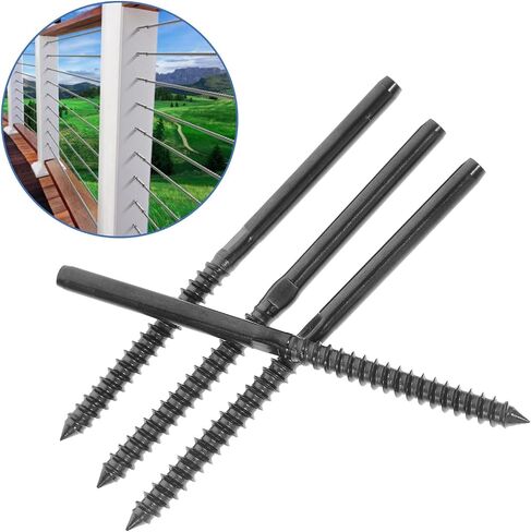TEHAUX 4 Sets Stainless Steel Wire Rope Terminals Cable Crimps Threaded Railing End Fittings for Stair and Deck Railing Hardware Replacement Kit in Kuwait