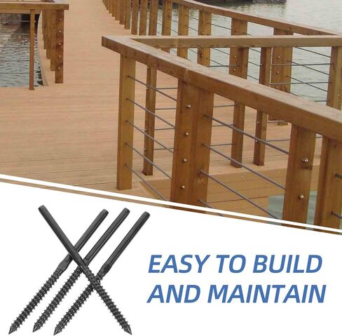 TEHAUX 4 Sets Stainless Steel Wire Rope Terminals Cable Crimps Threaded Railing End Fittings for Stair and Deck Railing Hardware Replacement Kit in Kuwait