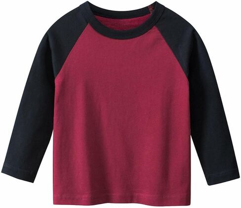 Boys Girls Cotton Pullover Tops Toddler Unisex Long Sleeve Crew Neck Contrast Kids Fall Thin Breathable Pullover Shirts in Kuwait