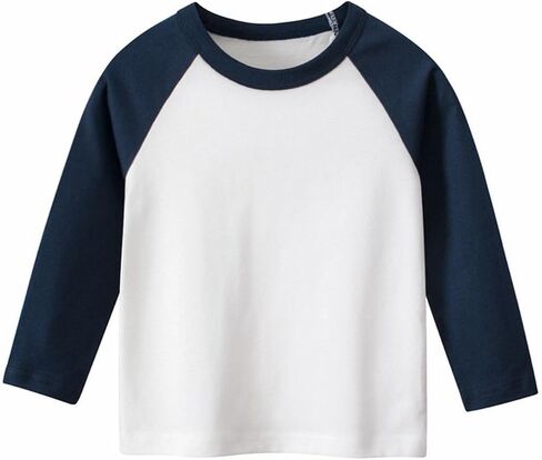 Boys Girls Cotton Pullover Tops Toddler Unisex Long Sleeve Crew Neck Contrast Kids Fall Thin Breathable Pullover Shirts in Kuwait