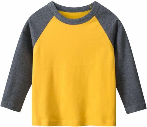 Boys Girls Cotton Pullover Tops Toddler Unisex Long Sleeve Crew Neck Contrast Kids Fall Thin Breathable Pullover Shirts in Kuwait