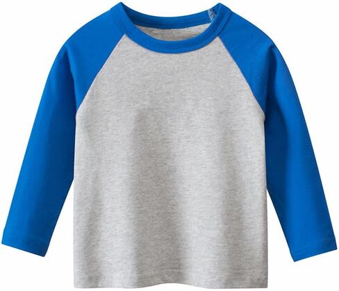 Boys Girls Cotton Pullover Tops Toddler Unisex Long Sleeve Crew Neck Contrast Kids Fall Thin Breathable Pullover Shirts in Kuwait