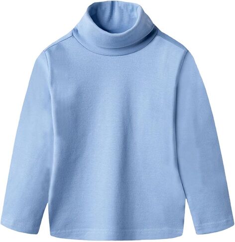 Moonker Kids Girls Cotton Turtleneck Sweater Toddler Solid Long Sleeve High Neck Tops Fall Warmth Athletic Tees for Sports in Kuwait