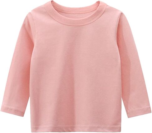 Girls Boys Long Sleeve Shirts Toddler Unisex Solid Crew Neck Casual Pullover Tees Kids Fall Warmth Thickened Pullovers in Kuwait