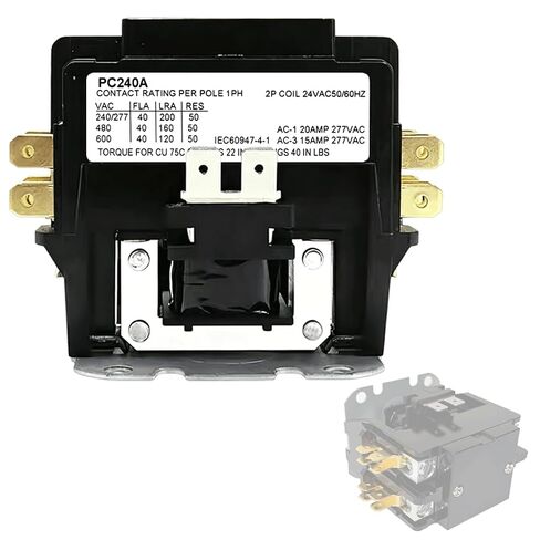 PC240A Two Pole 40 Amp 24 Volt Coil HVAC Contactor, 2P 40 FLA 24V A/C Contactor Double Pole AC Contactor Replacement for Air Conditioner Compressor Condenser Unit Contactors Heat Pump in Saudi Arabia