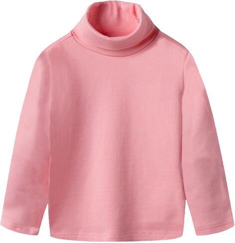 Kids Girls Cotton Turtleneck Sweater Toddler Solid Long Sleeve High Neck Tops Kids Fall Warmth Thickened Blouse Pullover in Kuwait