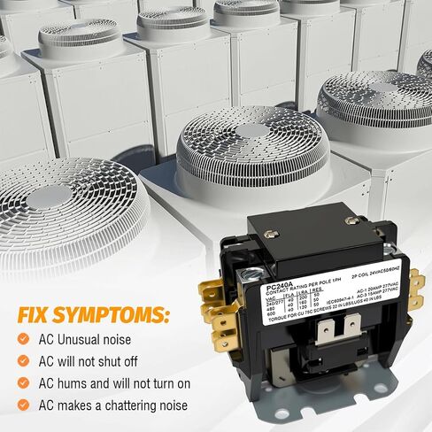 PC240A Two Pole 40 Amp 24 Volt Coil HVAC Contactor, 2P 40 FLA 24V A/C Contactor Double Pole AC Contactor Replacement for Air Conditioner Compressor Condenser Unit Contactors Heat Pump in Saudi Arabia