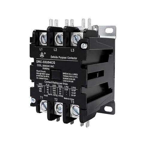 3 Pole, 240V Coil, 40 Amp Definite Purpose Contactor, for Air Conditioning Systems, Elevator Equipment, Water Pump Units, Lighting Systems, Ensure Precise Control and Safe Operation in Saudi Arabia