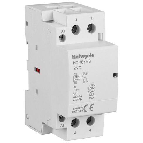 HCH8s-63 DC Contactor 24V Coil 63A 2NO 2 Pole Universal Circuit Control Automatic Modular Contactor Household Circuit Control Din Rail Mount 2Pole 24V DC Coil contactor in Kuwait
