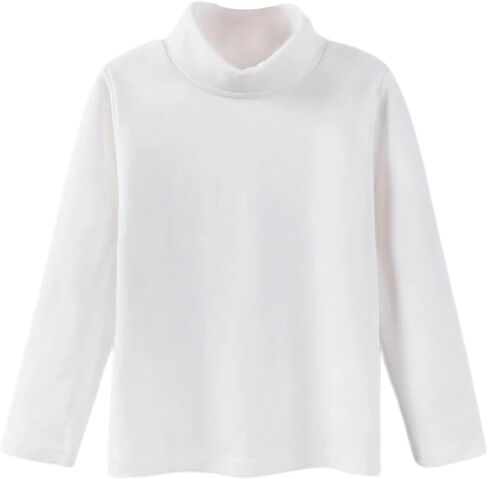 Moonker Toddler Girls Turtleneck Sweater Long Sleeve Thermal Fleece Lined Clothes Kids High Collar Oversized Tees for Outfits in Kuwait