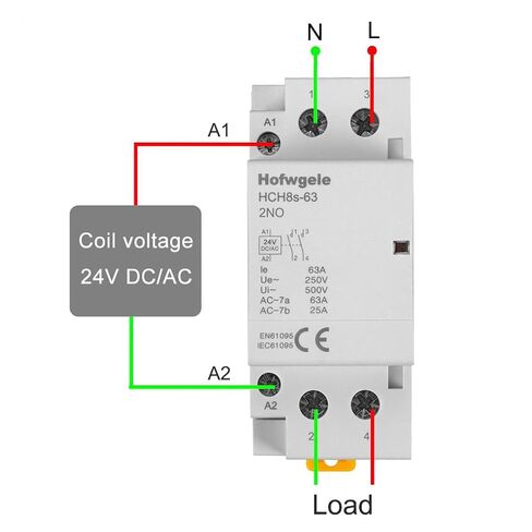HCH8s-63 DC Contactor 24V Coil 63A 2NO 2 Pole Universal Circuit Control Automatic Modular Contactor Household Circuit Control Din Rail Mount 2Pole 24V DC Coil contactor in Kuwait