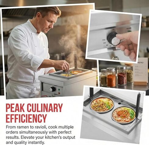 Electric Pasta Cooker,Commercial Pasta Cooker,With 2 Strainers,Adjustable Temperature Noodle Machine,For Spaghetti, Ramen in Kuwait