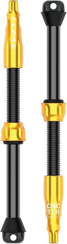 LEZYNE CNC TLR Valve Pro Tubeless Valve Pair for MTB, Gravel & Road Bikes | CNC Aluminum Presta Valve Stems, Bicycle Tire Insert Compatible, Sealant Friendly - 80mm, Black (1-PK-TLRVL80-V204) in Kuwait