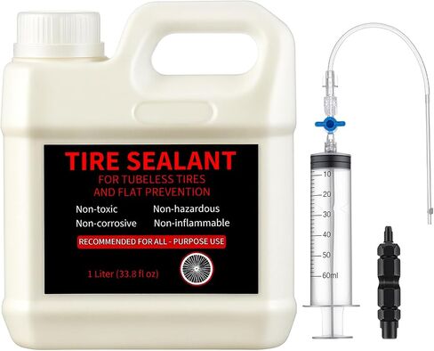 Threlaco 1 Liter Tubeless Tire Sealant Tubeless Sealant with Injector Long-Lasting for MTB Mountain, Road, Gravel, Cyclocross, Commuter Bikes, Bike No Tubes Tires. No Tire Removal in Kuwait