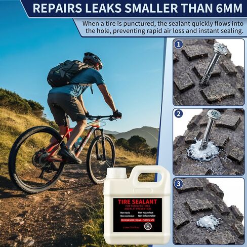 Threlaco 1 Liter Tubeless Tire Sealant Tubeless Sealant with Injector Long-Lasting for MTB Mountain, Road, Gravel, Cyclocross, Commuter Bikes, Bike No Tubes Tires. No Tire Removal in Kuwait