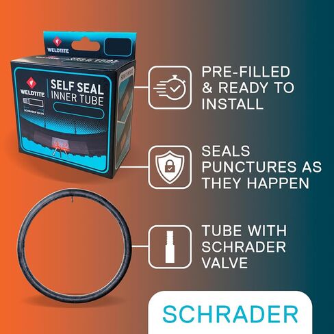 WELDTITE Self Sealing Bike Inner Tube - Enhanced Durability - 27.5"/650B x 2.00-2.50, Schrader Valve in Kuwait