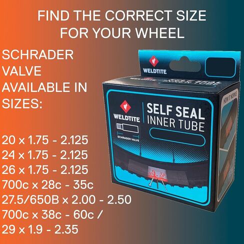 WELDTITE Self Sealing Bike Inner Tube - Enhanced Durability - 27.5"/650B x 2.00-2.50, Schrader Valve in Kuwait