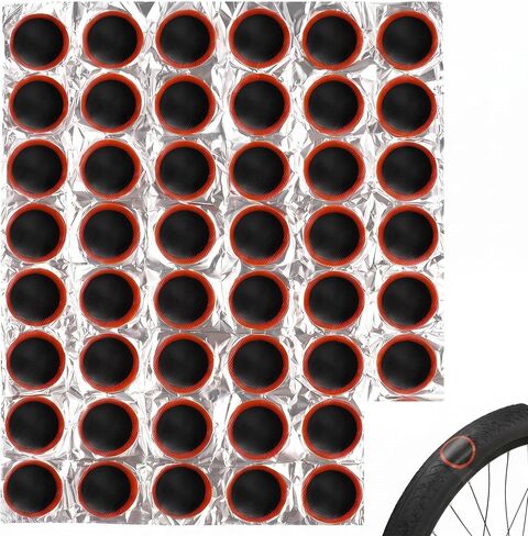 SUPVOX 48Pcs Glueless Bike Patch Kit, 30mm Self Adhesive Inner Tube Puncture Repair, Pre-Glued Rubber Patches for Road, Mountain and Commuter Bicycle in Kuwait