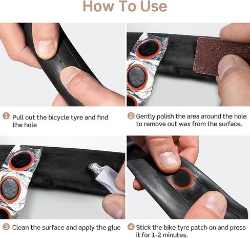 SUPVOX 48Pcs Glueless Bike Patch Kit, 30mm Self Adhesive Inner Tube Puncture Repair, Pre-Glued Rubber Patches for Road, Mountain and Commuter Bicycle in Kuwait
