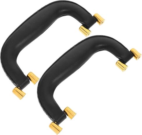 VALICLUD 2pcs Replacement Carrying Handles for Suitcase and Packaging Boxes, Pu Leather and Plastic Material, Ergonomic Design, Easy DIY Installation, Versatile Black Pull Handles in Kuwait