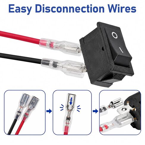 15 حزمة مفتاح تشغيل إيقاف الروك، 2 دبوس SPST مفتاح الطاقة 10A/125V / 6A/250V، مفتاح صغير 12 فولت مدرج في قائمة UL مع أسلاك للسيارات والسيارات وأجهزة الاستريو والقوارب وRVs in Kuwait