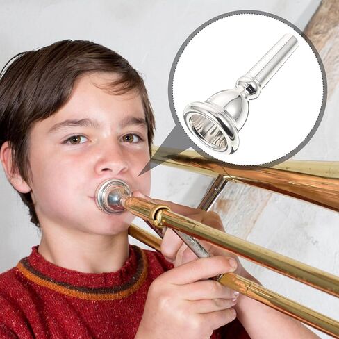 Toyvian Replacement Euphonium Mouthpiece Copper with Silver Plating, Baritone Euphonium Accessory for Brass Instruments, Musical Instrument Supply for Performance and Practice in Kuwait