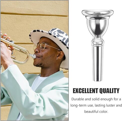 Toyvian Replacement Euphonium Mouthpiece Copper with Silver Plating, Baritone Euphonium Accessory for Brass Instruments, Musical Instrument Supply for Performance and Practice in Kuwait