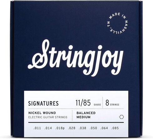 Stringjoy BAL118 8 أوتار جيتار كهربائي من النيكل المميز (مقياس متوسط ​​متوازن، 11-85) in Kuwait
