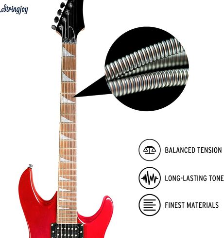 Stringjoy BAL118 8 أوتار جيتار كهربائي من النيكل المميز (مقياس متوسط ​​متوازن، 11-85) in Kuwait