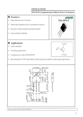 2 زوج TIP35C + TIP36C NPN PNP السيليكون السلطة الترانزستور TO-3PN 120V 11A 125W hFE:80-160 in Kuwait