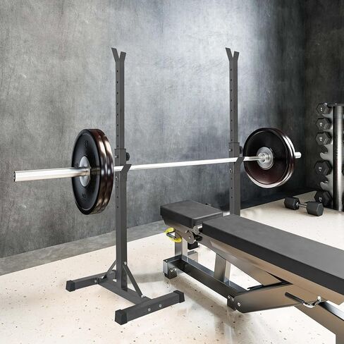 Adjustable Squat Rack Standard 550LBS Capacity 40-66 Inch Solid Steel Squat Stands Barbell Free-press Bench Home Gym Portable Dumbbell Racks Stands in Kuwait