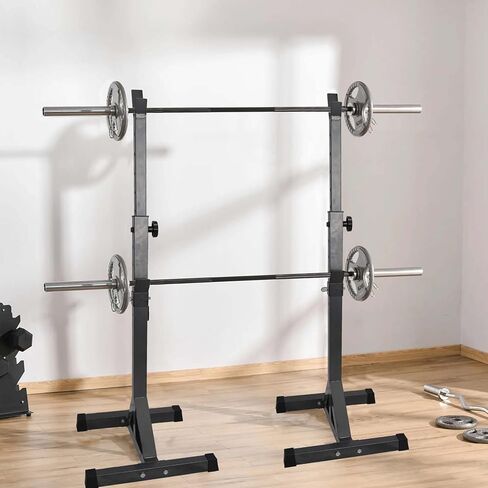 Adjustable Squat Rack Standard 550LBS Capacity 40-66 Inch Solid Steel Squat Stands Barbell Free-press Bench Home Gym Portable Dumbbell Racks Stands in Kuwait