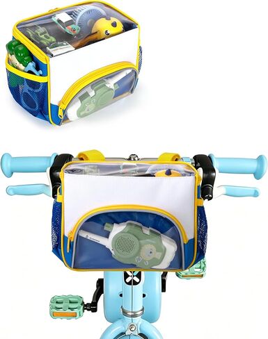 Marscamd Kids Bike Basket with Clear Top Cover, Bicycle Basket with Reflective Strap, Fits Most Handlebar Styles in Kuwait