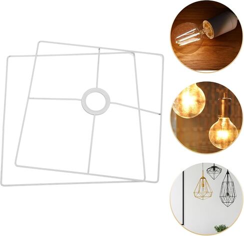 إطار عاكس الضوء المربع من Gadpiparty مقاس 11.81 × 11.81 × 1.37 بوصة دعامة تثبيت على ضوء السقف المعدني لظلال المصابيح DIY المتوافقة مع مصابيح الطاولة والثريات E27 in Kuwait
