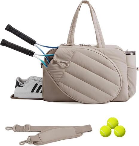 Pickleball,Tennis Racket Bag,Gym Bag for Women,Man. Quilted, Holds 2 Rackets with Shoe Compartment. Sport Bag for Gym, Court, Travel Duffle Bag in Kuwait