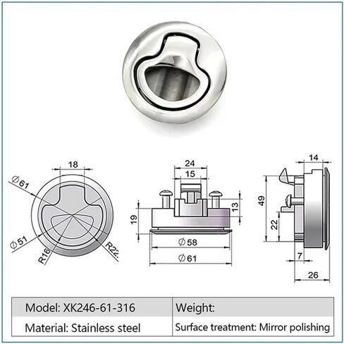 Stainless Steel Round Lock Pull Ring Handle Cam Fittings Flush Slam Latch for RV Yacht Camper Deck 1Pcs in Kuwait