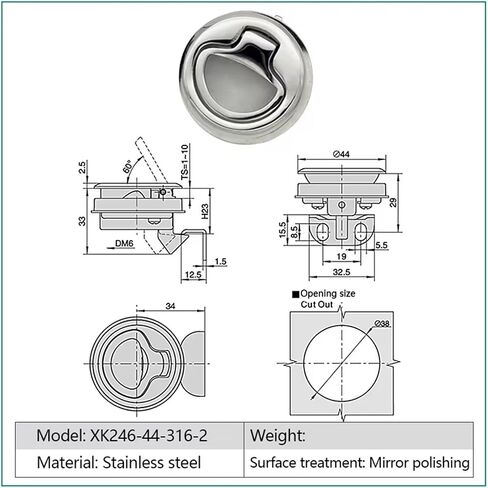 Stainless Steel Round Lock Pull Ring Handle Cam Fittings Flush Slam Latch for RV Yacht Camper Deck 1Pcs in Kuwait