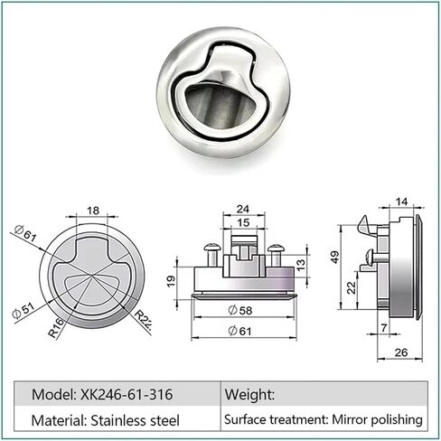 Stainless Steel Round Lock Pull Ring Handle Cam Fittings Flush Slam Latch for RV Yacht Camper Deck 1Pcs in Kuwait