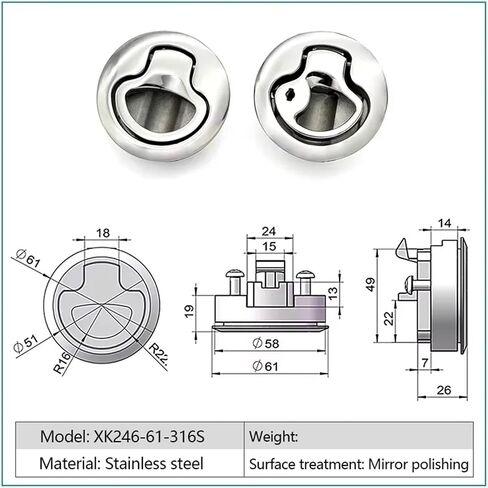 Stainless Steel Round Lock Pull Ring Handle Cam Fittings Flush Slam Latch for RV Yacht Camper Deck 1Pcs in Kuwait