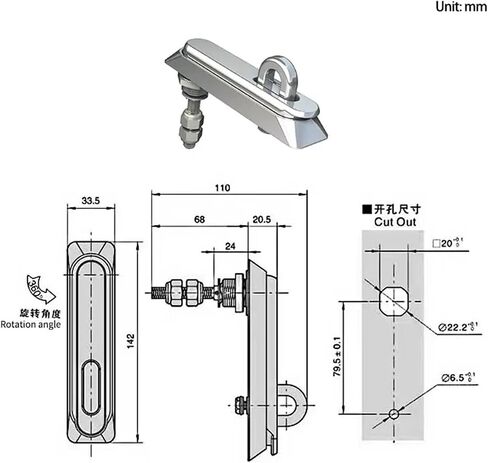 Zinc Alloy Flat Lock with Padlock Industrial Automation Equipment 1Pcs in Kuwait