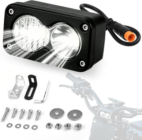 مصباح أمامي LED متوافق مع Ridstar Q20 Ebike، 3 Pin 20W 6500K ضوء أمامي مقاوم للماء، 12V-60V التوصيل والتشغيل in Kuwait
