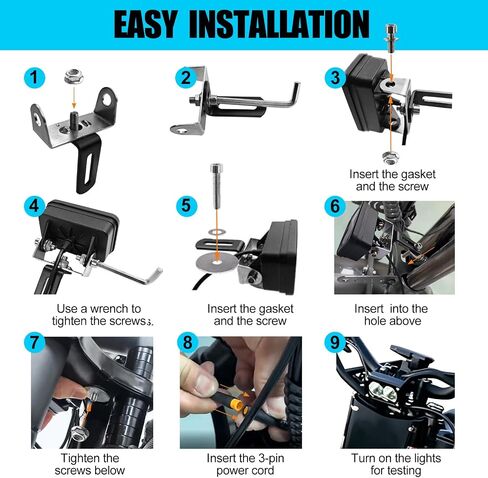 مصباح أمامي LED متوافق مع Ridstar Q20 Ebike، 3 Pin 20W 6500K ضوء أمامي مقاوم للماء، 12V-60V التوصيل والتشغيل in Kuwait