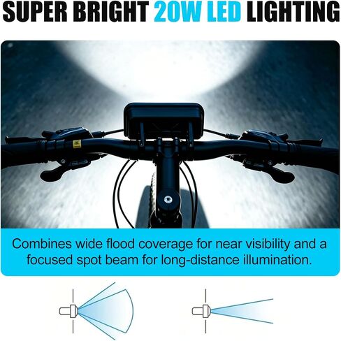 مصباح أمامي LED متوافق مع Ridstar Q20 Ebike، 3 Pin 20W 6500K ضوء أمامي مقاوم للماء، 12V-60V التوصيل والتشغيل in Kuwait