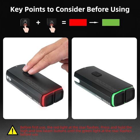 ROCKBROS Bike Lights 10000mAh USB-C Rechargeable Bike Lights for Night riding-3000 Lumens Bright Bicycle Lights-Over 24 Hours Runtime - IPX6 Waterproof Bike Headlight in Kuwait