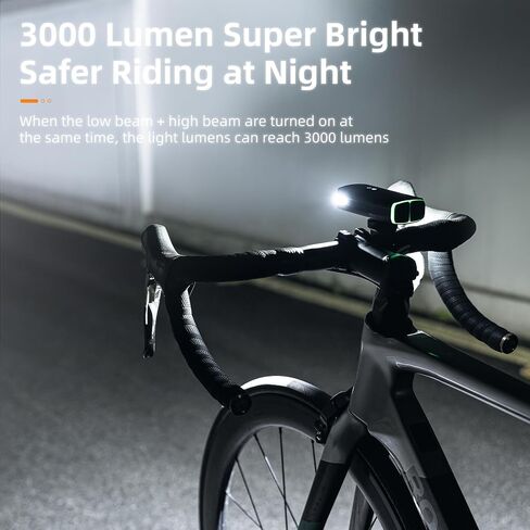 ROCKBROS Bike Lights 10000mAh USB-C Rechargeable Bike Lights for Night riding-3000 Lumens Bright Bicycle Lights-Over 24 Hours Runtime - IPX6 Waterproof Bike Headlight in Kuwait