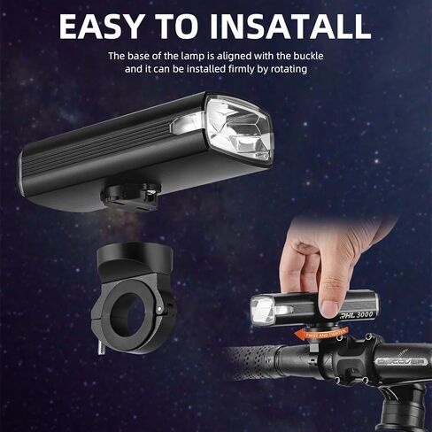 ROCKBROS Bike Lights 10000mAh USB-C Rechargeable Bike Lights for Night riding-3000 Lumens Bright Bicycle Lights-Over 24 Hours Runtime - IPX6 Waterproof Bike Headlight in Kuwait